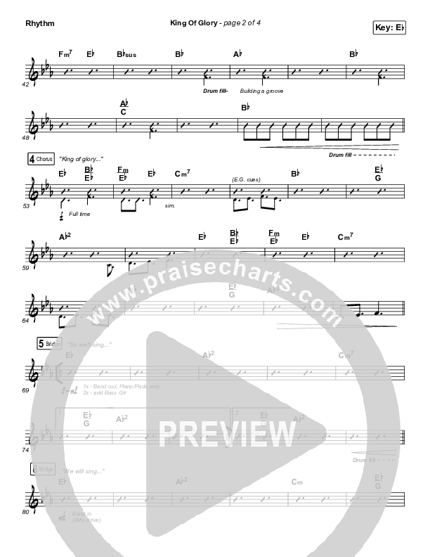 King Of Glory (Live) Rhythm Chart (CeCe Winans)