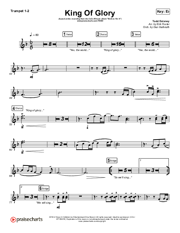 King Of Glory (Live) Trumpet 1,2 (CeCe Winans)