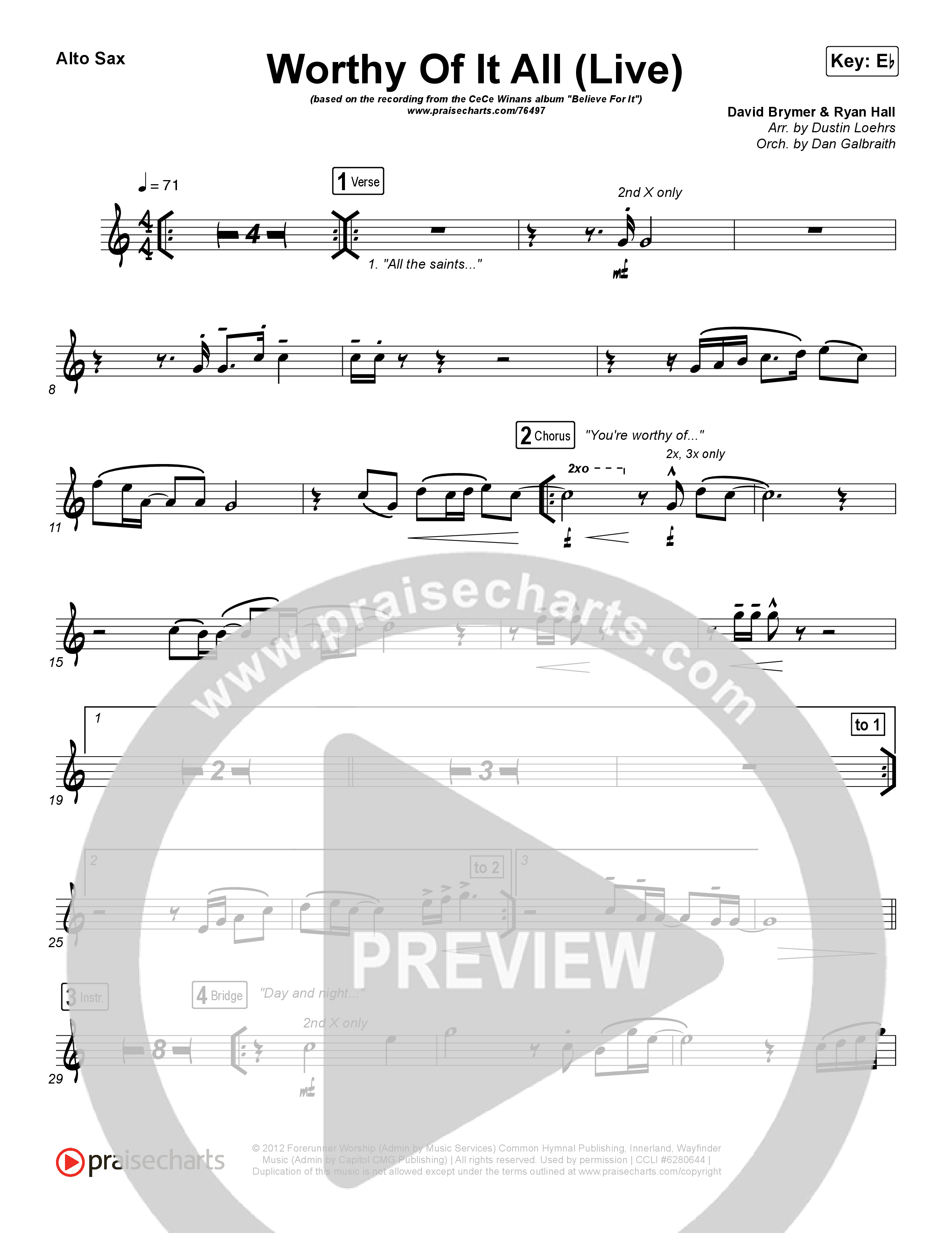 Worthy Of It All (Live) Alto Sax (CeCe Winans)