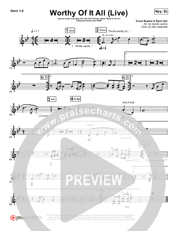 Worthy Of It All (Live) Brass Pack (CeCe Winans)