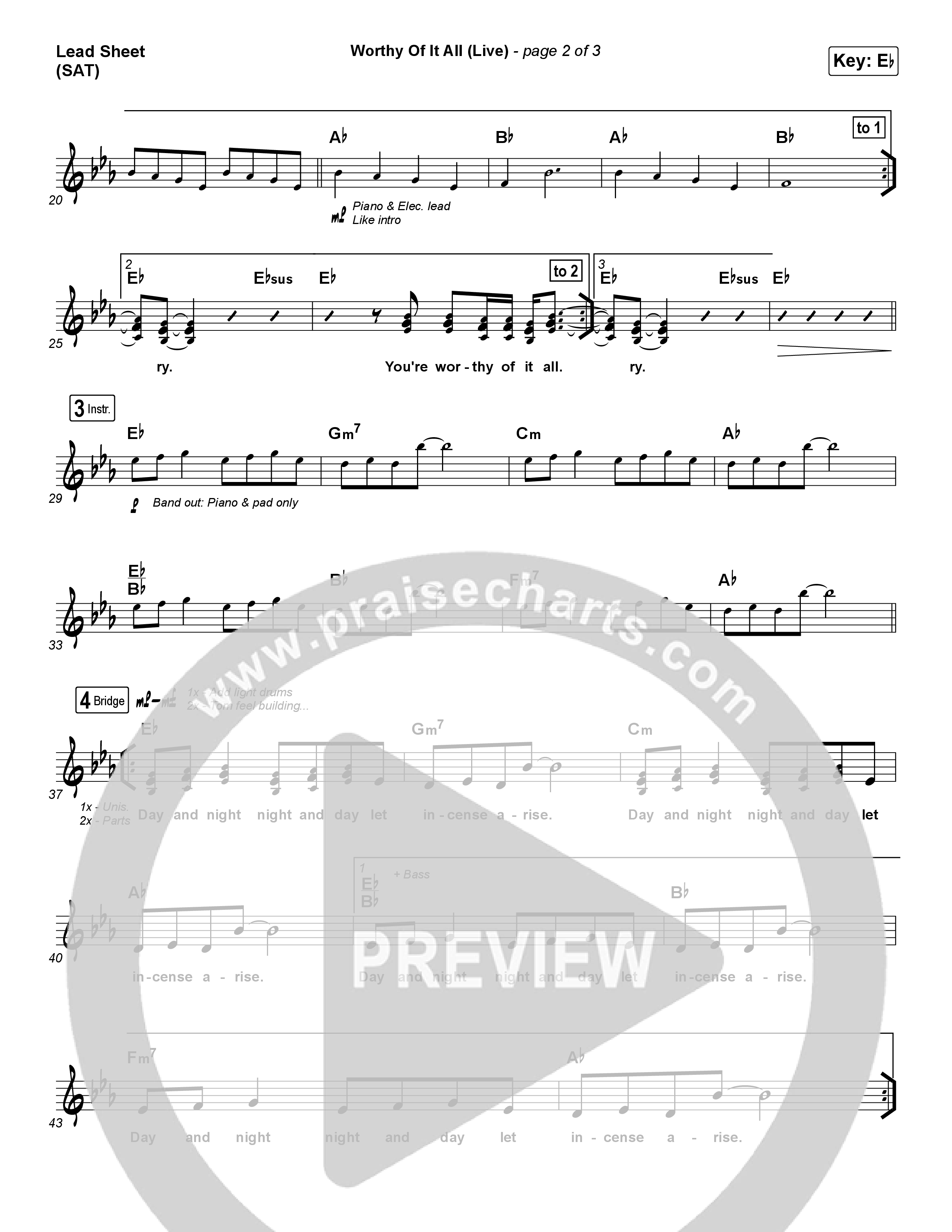 Worthy Of It All (Live) Lead Sheet (SAT) (CeCe Winans)