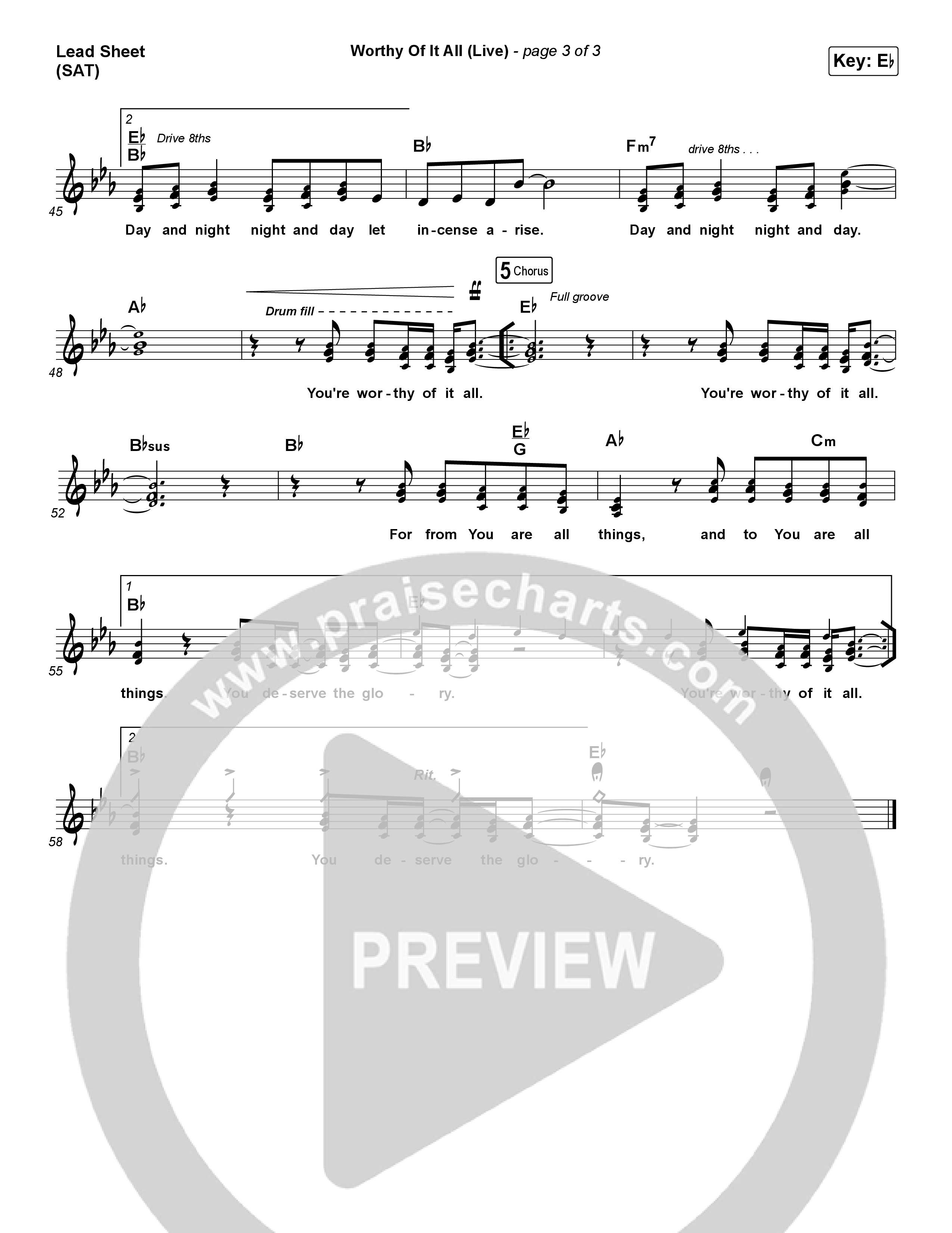 Worthy Of It All (Live) Lead Sheet (SAT) (CeCe Winans)