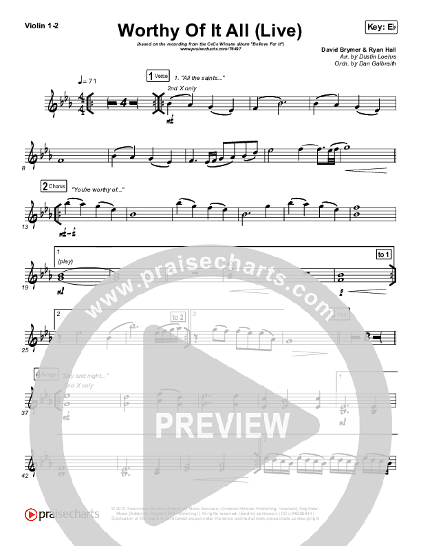 Worthy Of It All (Live) Violin 1,2 (CeCe Winans)