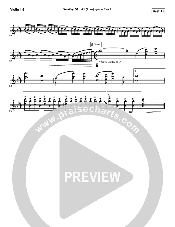 Worthy Of It All (Live) Violin 1,2 (CeCe Winans)