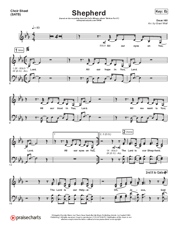 Shepherd (Live) Choir Sheet (SATB) (CeCe Winans)