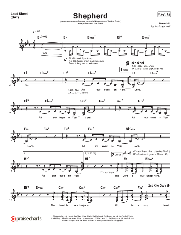 Shepherd (Live) Lead Sheet (SAT) (CeCe Winans)