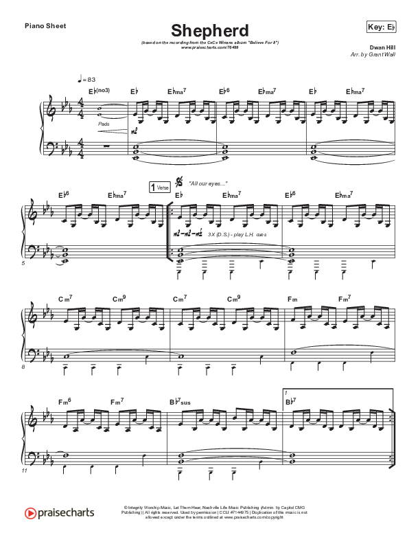 Shepherd (Live) Piano Sheet (CeCe Winans)