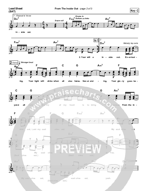 From The Inside Out Lead Sheet (SAT) (Phillips Craig & Dean)