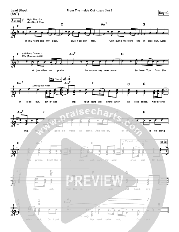 From The Inside Out Lead Sheet (SAT) (Phillips Craig & Dean)