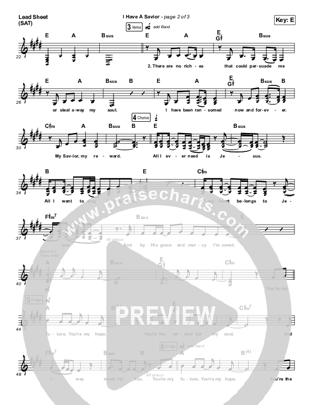 I Have A Savior (Live) Lead Sheet (SAT) (CeCe Winans)