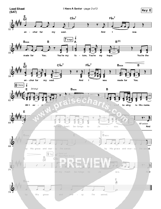 I Have A Savior (Live) Lead Sheet (SAT) (CeCe Winans)