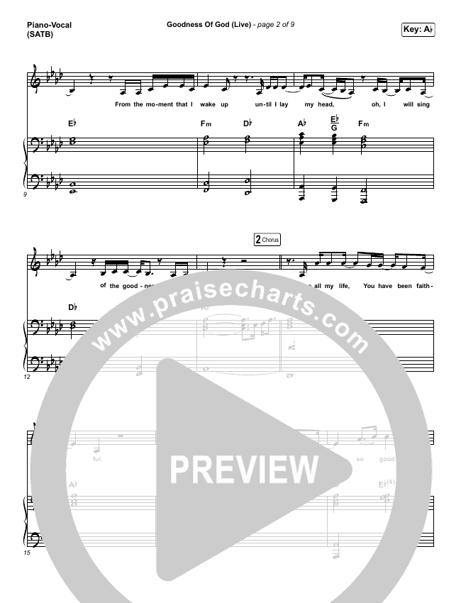 Goodness Of God Live Sheet Music Pdf Cece Winans Praisecharts