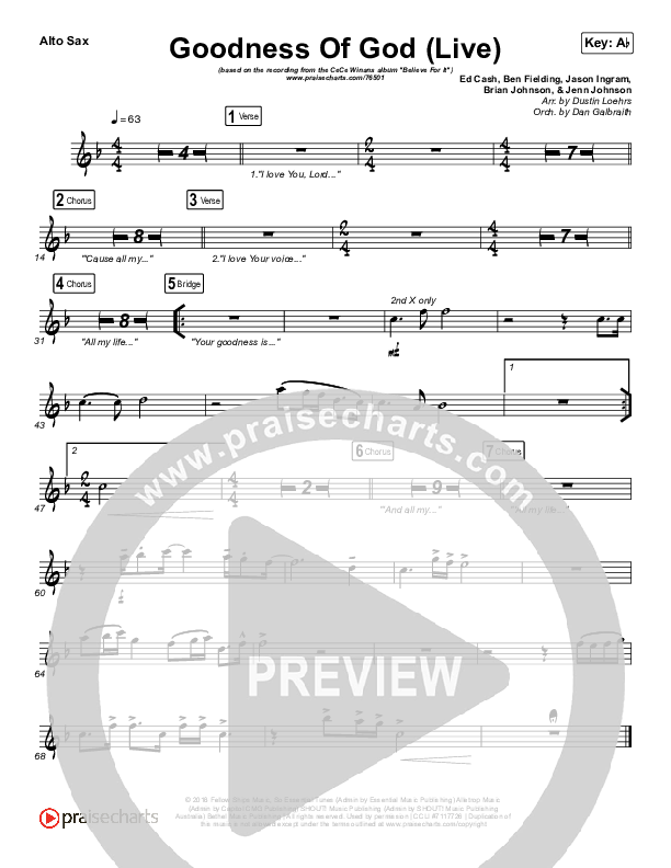 Goodness Of God (Live) Alto Sax (CeCe Winans)