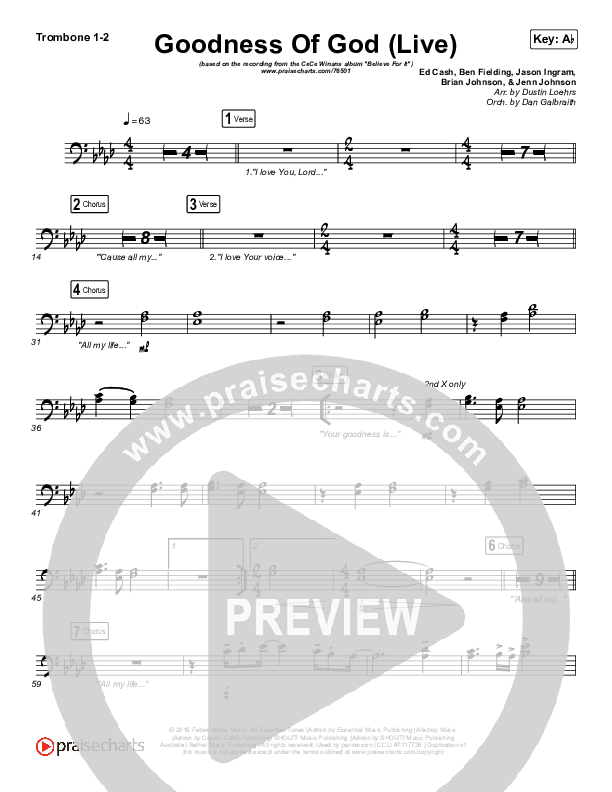 Goodness Of God (Live) Trombone 1/2 (CeCe Winans)