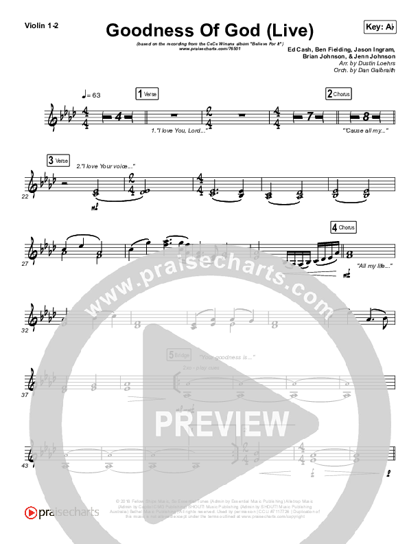 Goodness Of God (Live) Violin 1/2 (CeCe Winans)