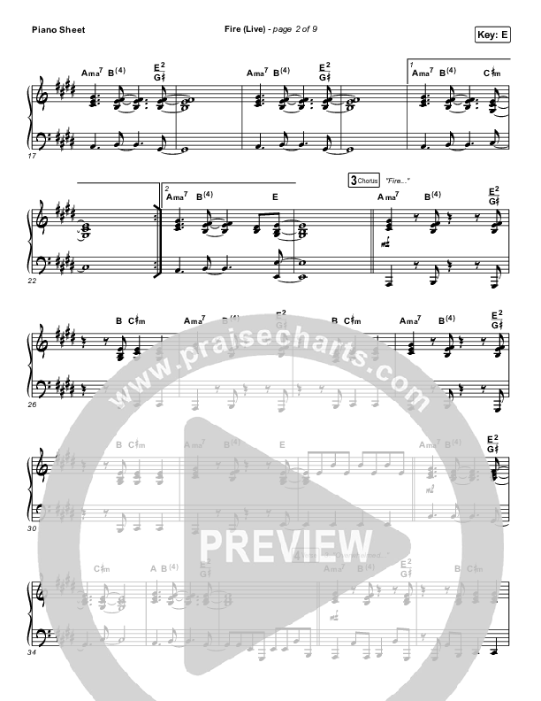 Fire Piano Sheet (CeCe Winans)