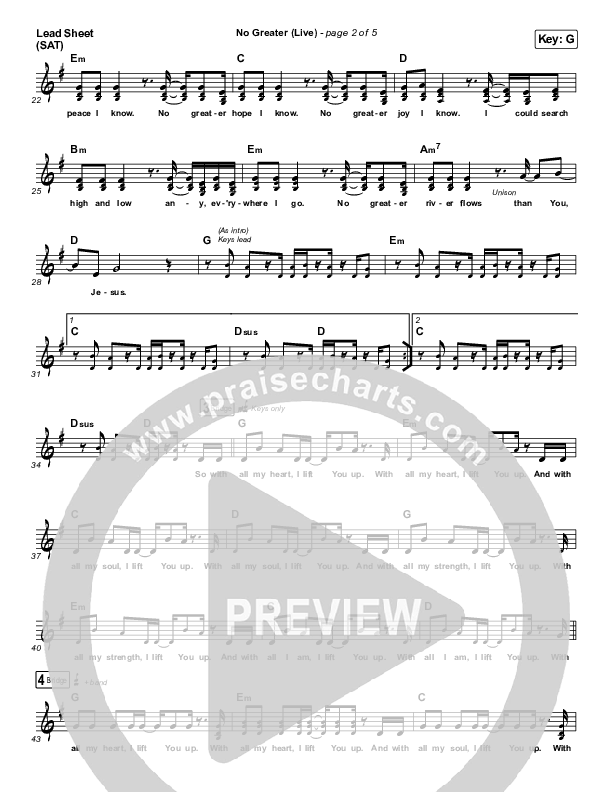 No Greater (Live) Lead Sheet (SAT) (CeCe Winans)