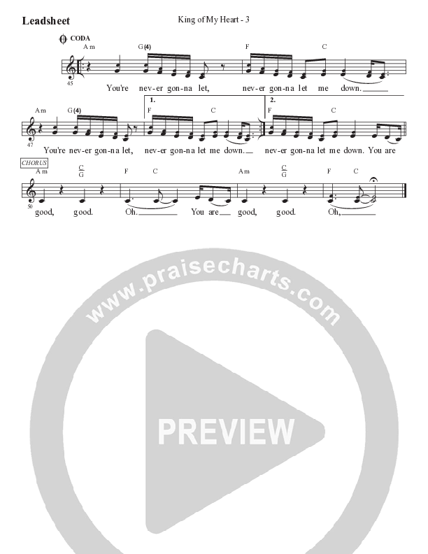 King Of My Heart (Kids) Lead Sheet (Melody) (PraiseCharts Kids / Arr. Luke Gambill)