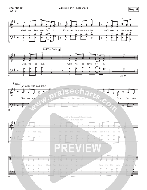 Believe For It (Choral Anthem SATB) Choir Vocals (SATB) (CeCe Winans / Arr. Cliff Duren / Mason Brown)