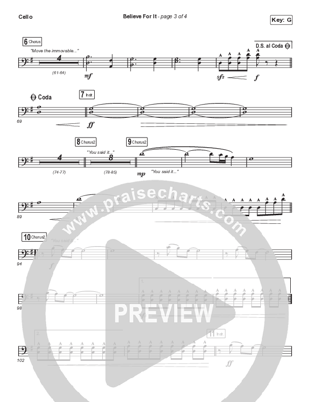 Believe For It (Choral Anthem SATB) Cello (CeCe Winans / Arr. Cliff Duren / Mason Brown)