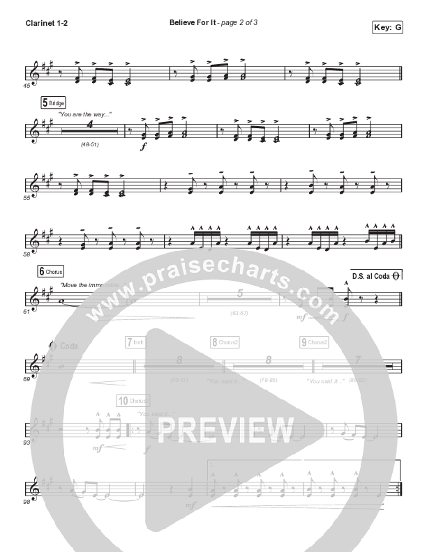Believe For It (Choral Anthem SATB) Clarinet 1/2 (CeCe Winans / Arr. Cliff Duren / Mason Brown)