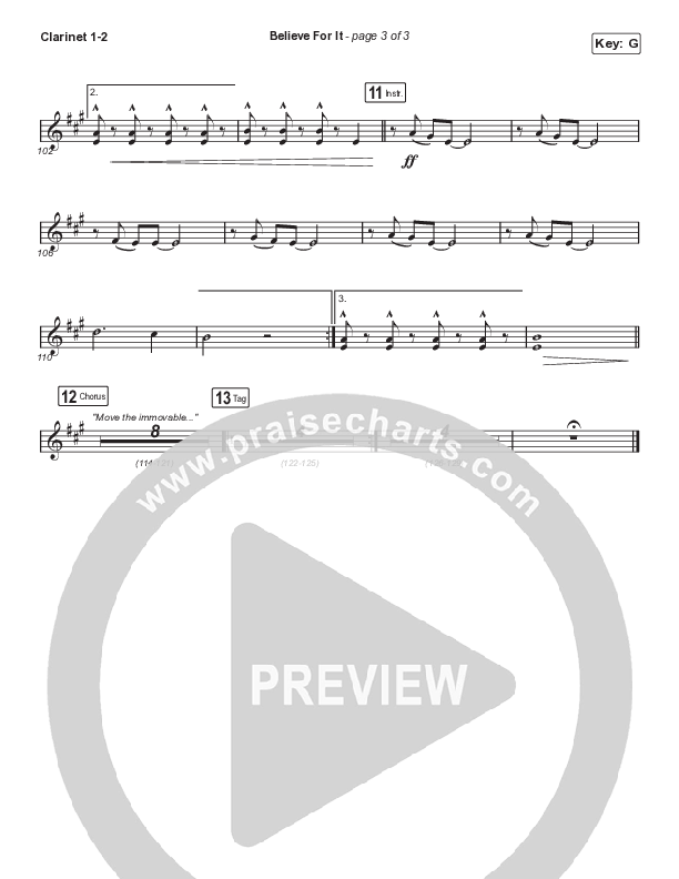 Believe For It (Choral Anthem SATB) Clarinet 1/2 (CeCe Winans / Arr. Cliff Duren / Mason Brown)