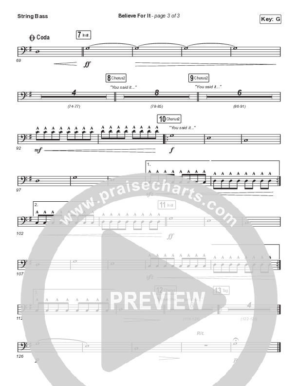 Believe For It (Choral Anthem SATB) Double Bass (CeCe Winans / Arr. Cliff Duren / Mason Brown)