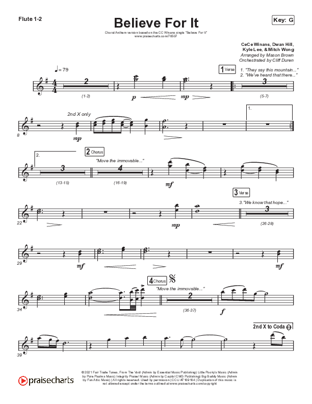 Believe For It (Choral Anthem SATB) Wind Pack (CeCe Winans / Arr. Cliff Duren / Mason Brown)