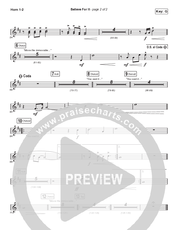 Believe For It (Choral Anthem SATB) French Horn 1/2 (CeCe Winans / Arr. Cliff Duren / Mason Brown)
