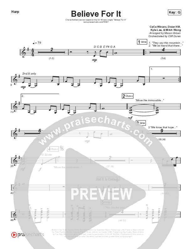 Believe For It (Choral Anthem SATB) Harp (CeCe Winans / Arr. Cliff Duren / Mason Brown)