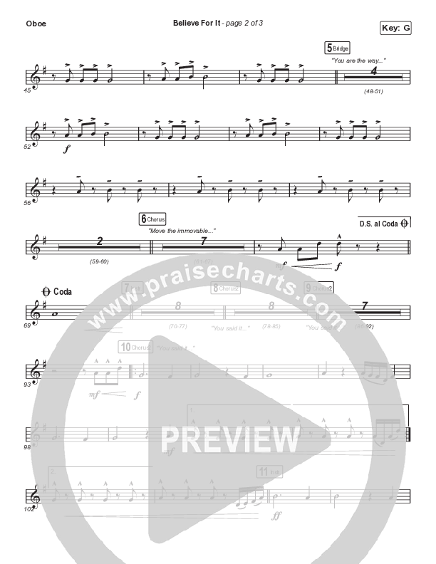 Believe For It (Choral Anthem SATB) Oboe (CeCe Winans / Arr. Cliff Duren / Mason Brown)
