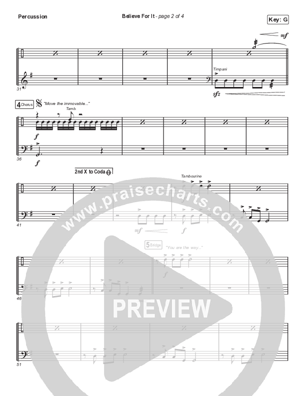 Believe For It (Choral Anthem SATB) Percussion (CeCe Winans / Arr. Cliff Duren / Mason Brown)