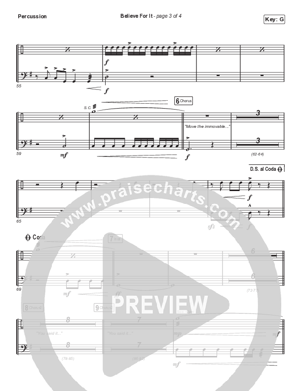 Believe For It (Choral Anthem SATB) Percussion (CeCe Winans / Arr. Cliff Duren / Mason Brown)