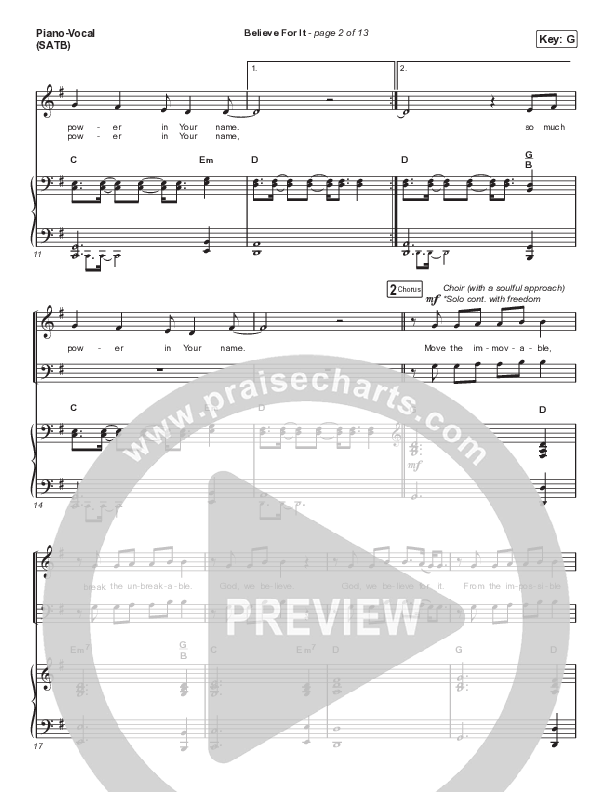 Believe For It (Choral Anthem SATB) Piano/Vocal & Lead (CeCe Winans / Arr. Cliff Duren / Mason Brown)