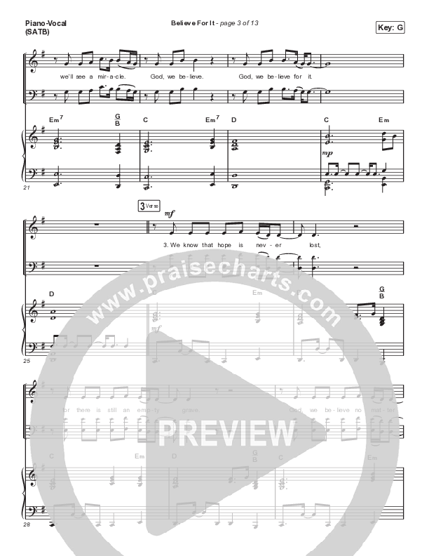 Believe For It (Choral Anthem SATB) Piano/Vocal & Lead (CeCe Winans / Arr. Cliff Duren / Mason Brown)