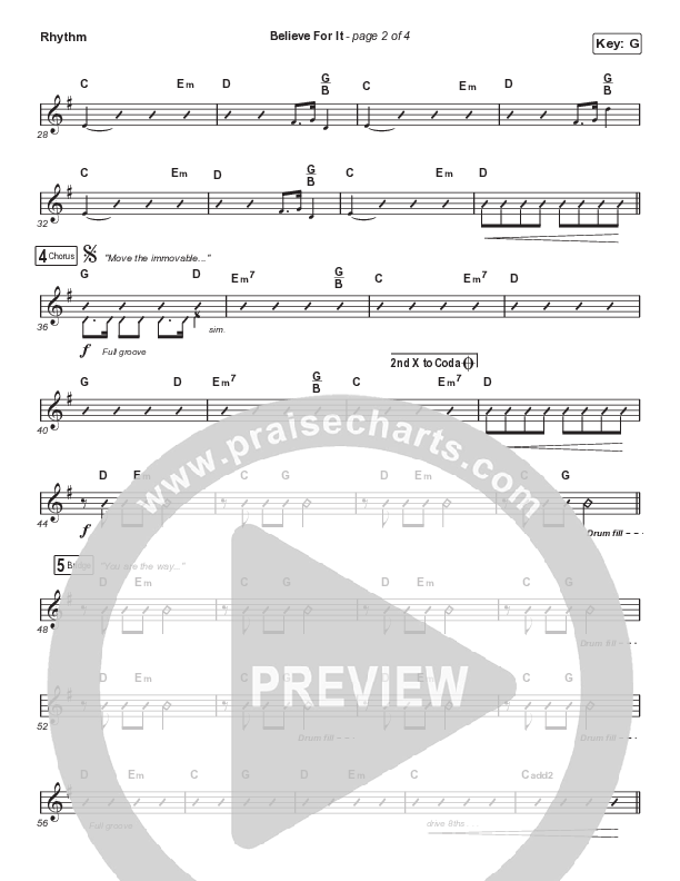 Believe For It (Choral Anthem SATB) Rhythm Chart (CeCe Winans / Arr. Cliff Duren / Mason Brown)