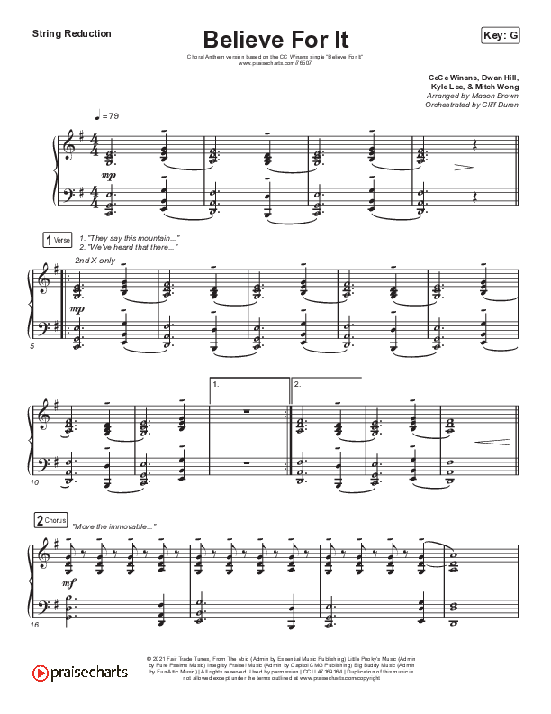 Believe For It (Choral Anthem SATB) String Reduction (CeCe Winans / Arr. Cliff Duren / Mason Brown)