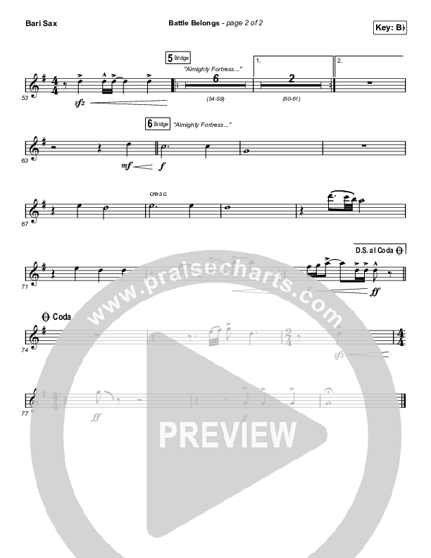 Battle Belongs (Choral Anthem SATB) Bari Sax (Phil Wickham / Arr. Cliff Duren / Mason Brown)