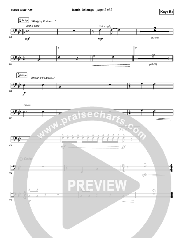 Battle Belongs (Choral Anthem SATB) Bass Clarinet (Phil Wickham / Arr. Cliff Duren / Mason Brown)