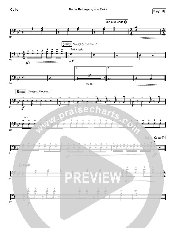 Battle Belongs (Choral Anthem SATB) Cello (Phil Wickham / Arr. Cliff Duren / Mason Brown)