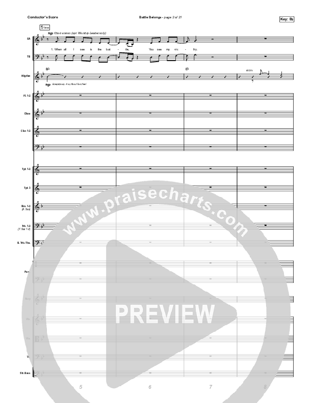 Battle Belongs (Choral Anthem SATB) Conductor's Score (Phil Wickham / Arr. Cliff Duren / Mason Brown)