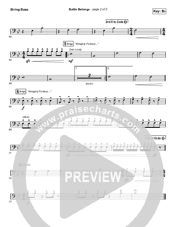 Battle Belongs (Choral Anthem SATB) Double Bass (Phil Wickham / Arr. Cliff Duren / Mason Brown)