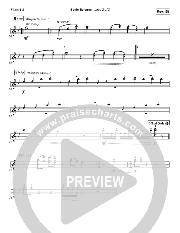 Battle Belongs (Choral Anthem SATB) Flute 1/2 (Phil Wickham / Arr. Cliff Duren / Mason Brown)
