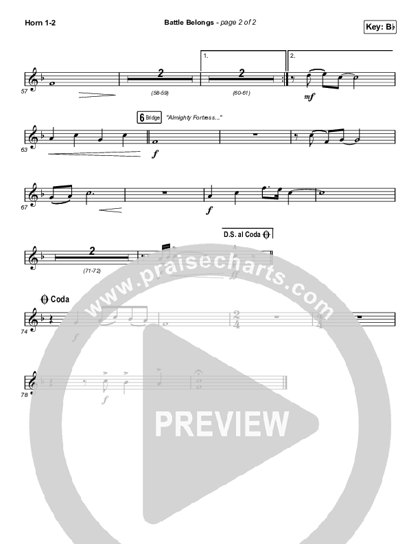 Battle Belongs (Choral Anthem SATB) French Horn 1/2 (Phil Wickham / Arr. Cliff Duren / Mason Brown)