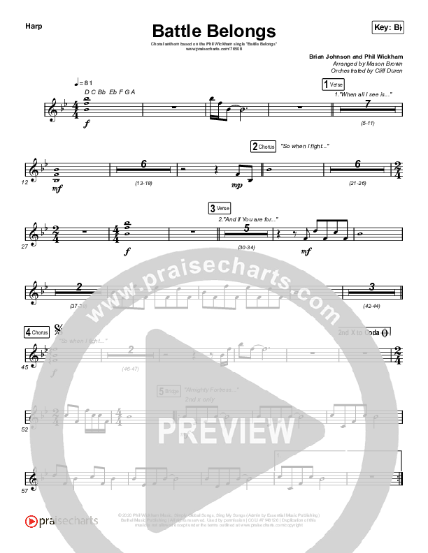 Battle Belongs (Choral Anthem SATB) Harp (Phil Wickham / Arr. Cliff Duren / Mason Brown)
