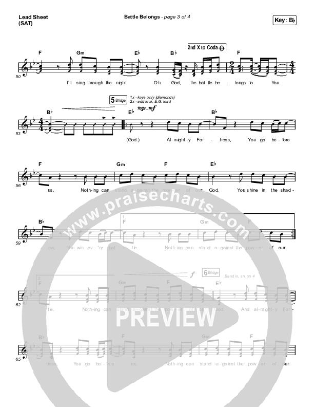 Battle Belongs (Choral Anthem SATB) Lead Sheet (SAT) (Phil Wickham / Arr. Cliff Duren / Mason Brown)
