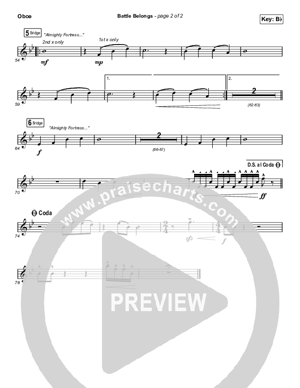 Battle Belongs (Choral Anthem SATB) Oboe (Phil Wickham / Arr. Cliff Duren / Mason Brown)