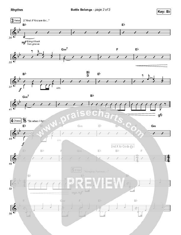Battle Belongs (Choral Anthem SATB) Rhythm Chart (Phil Wickham / Arr. Cliff Duren / Mason Brown)