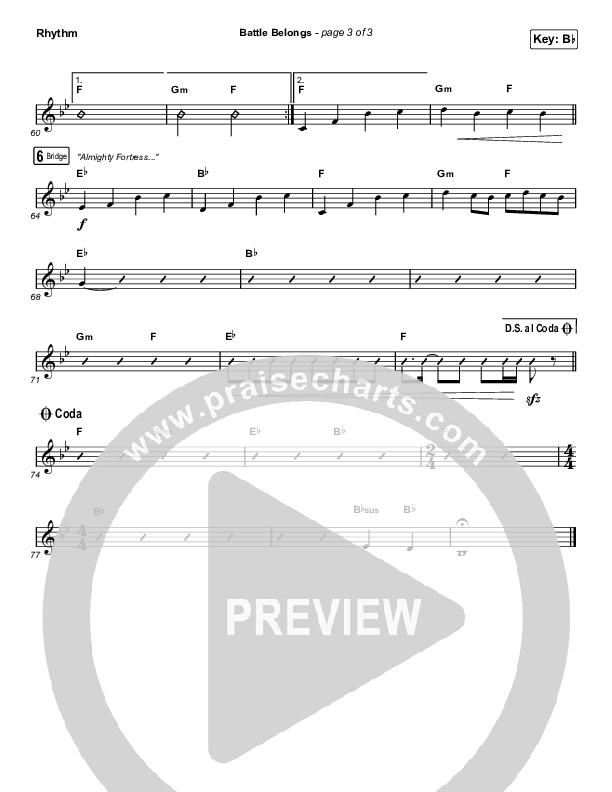 Battle Belongs (Choral Anthem SATB) Rhythm Chart (Phil Wickham / Arr. Cliff Duren / Mason Brown)