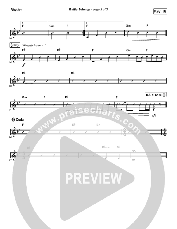 Battle Belongs (Choral Anthem SATB) Rhythm Chart (Phil Wickham / Arr. Cliff Duren / Mason Brown)